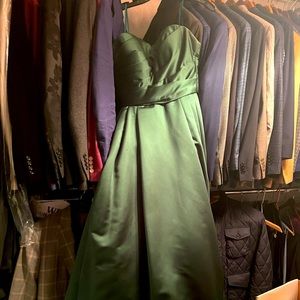 Emerald green strapless Jovani gown